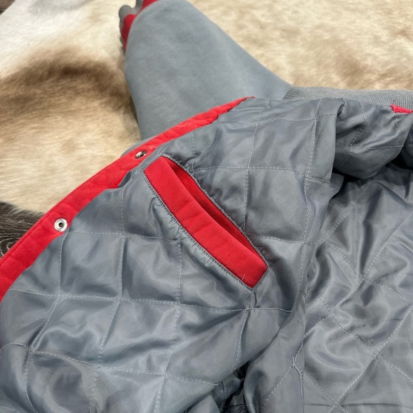 Vintage Champion Varsity Jacket XXL Gray Red Spell Collegiate Letterman Bomber - Picture 9 of 10